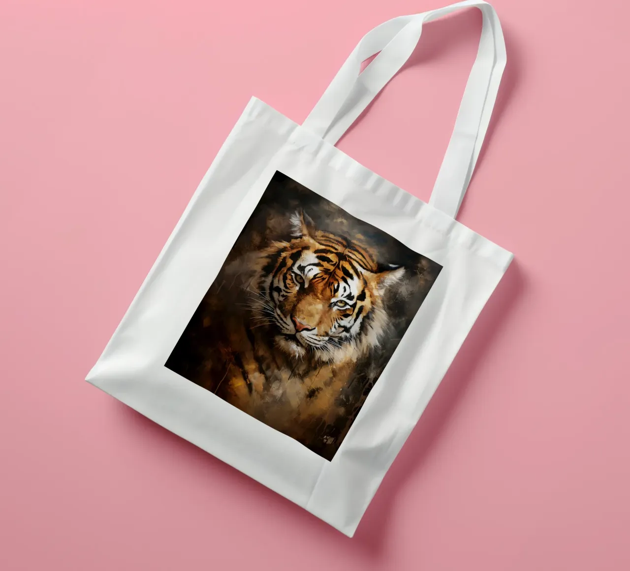 Tiger Abstract borsa in juta da Mateo