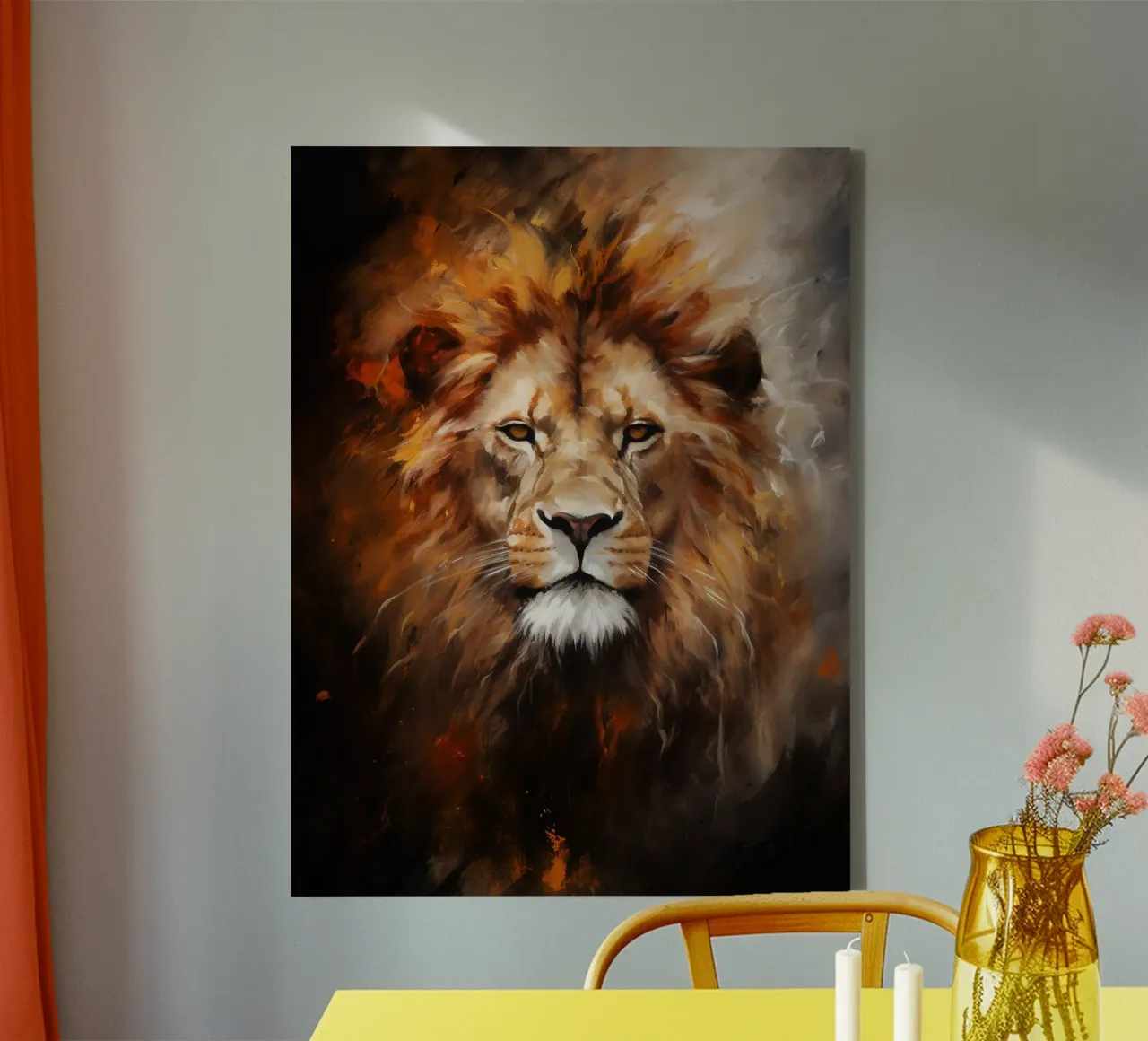 Lion Abstract tela con Cornice a cassetta da Mateo