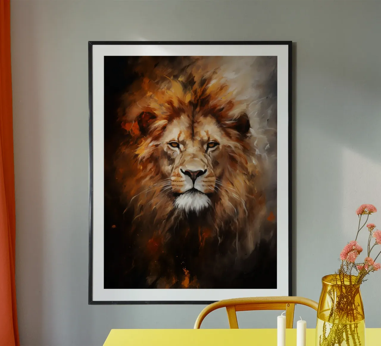 Lion Abstract poster con telaio in alluminio da Mateo