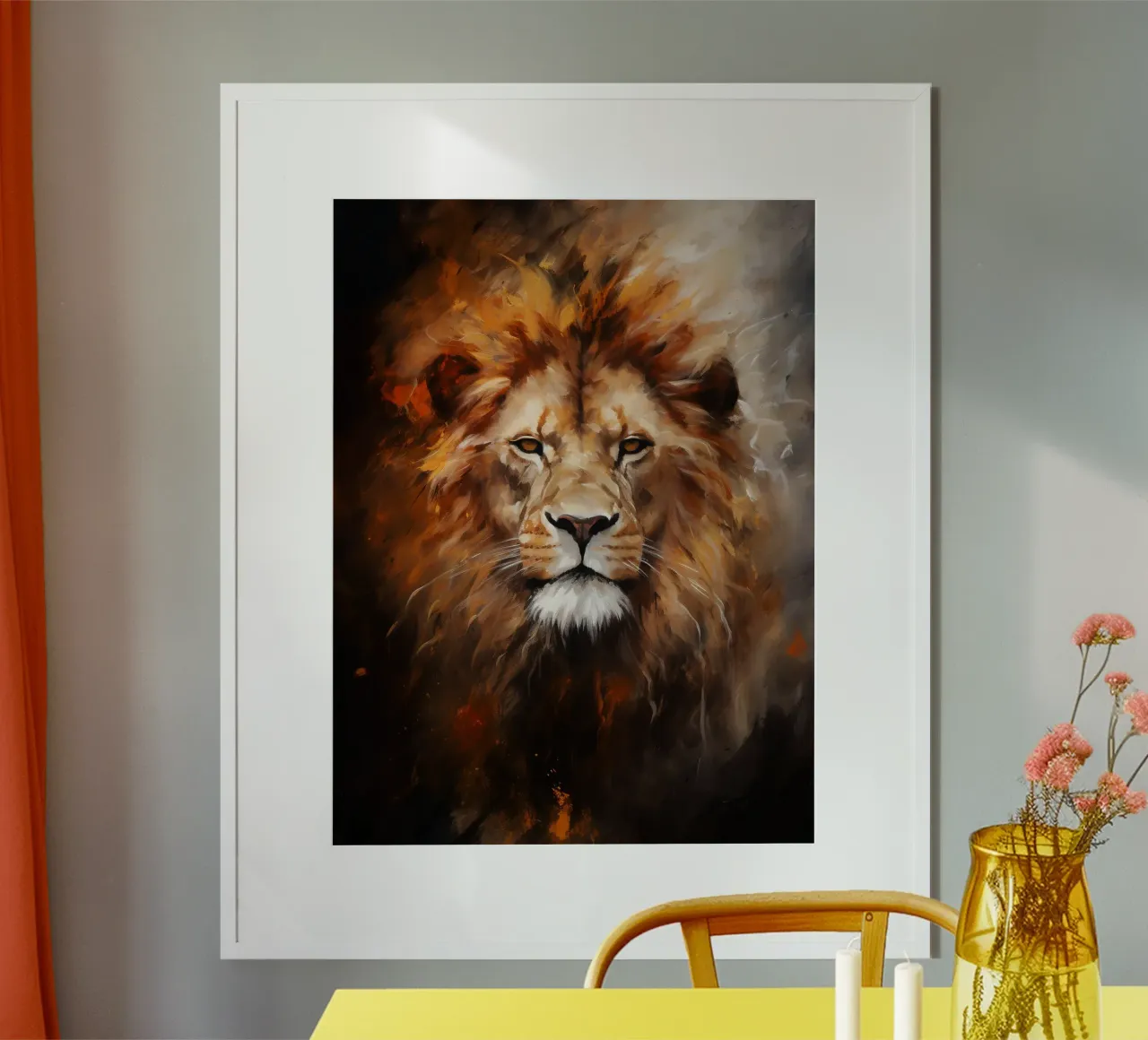 Lion Abstract poster con telaio in alluminio da Mateo