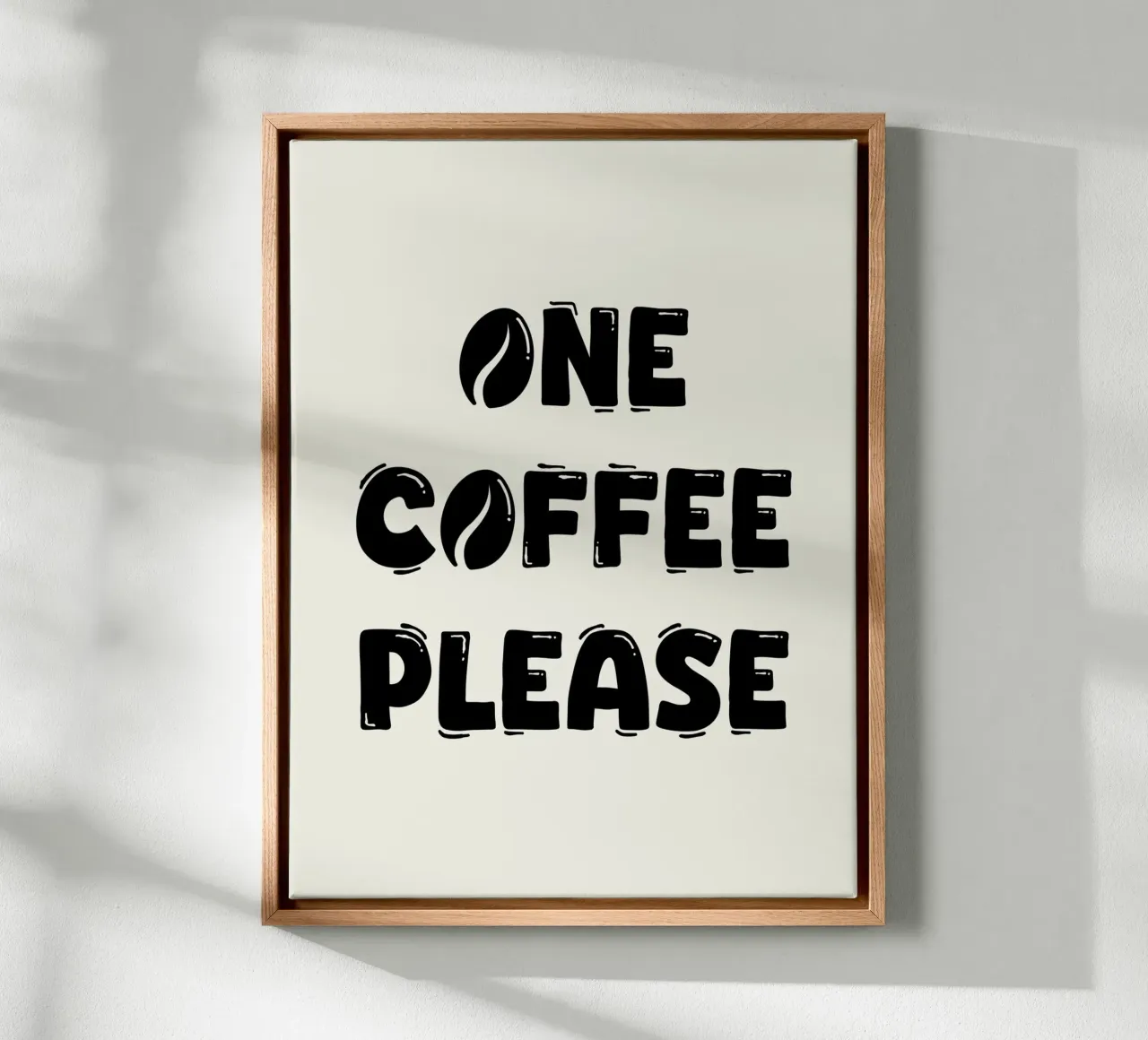 Un caffè per favore tela con Cornice a cassetta da Wall of Words