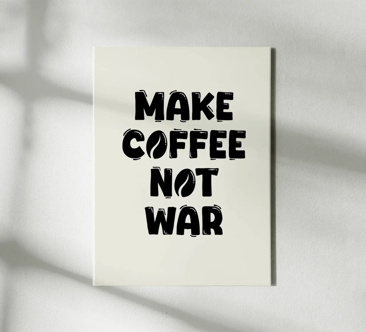 Maak koffie, geen oorlog canvas met Baklijst van Wall of Words