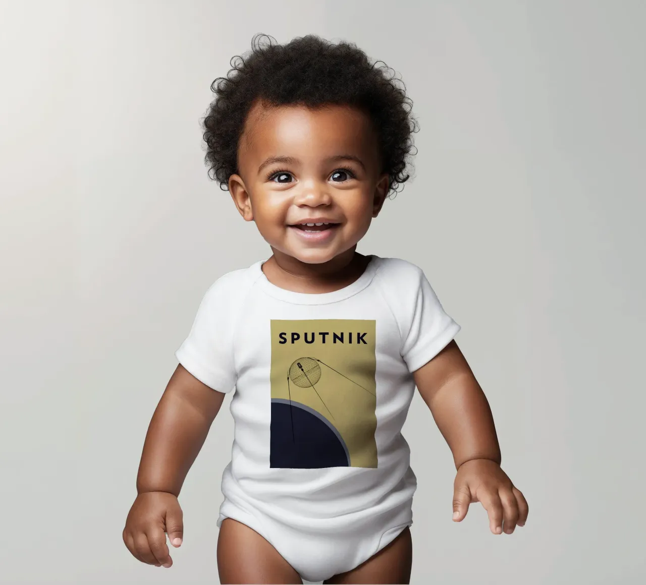 Sputnik 1 short-sleeve baby romper by Marc Schulthess
