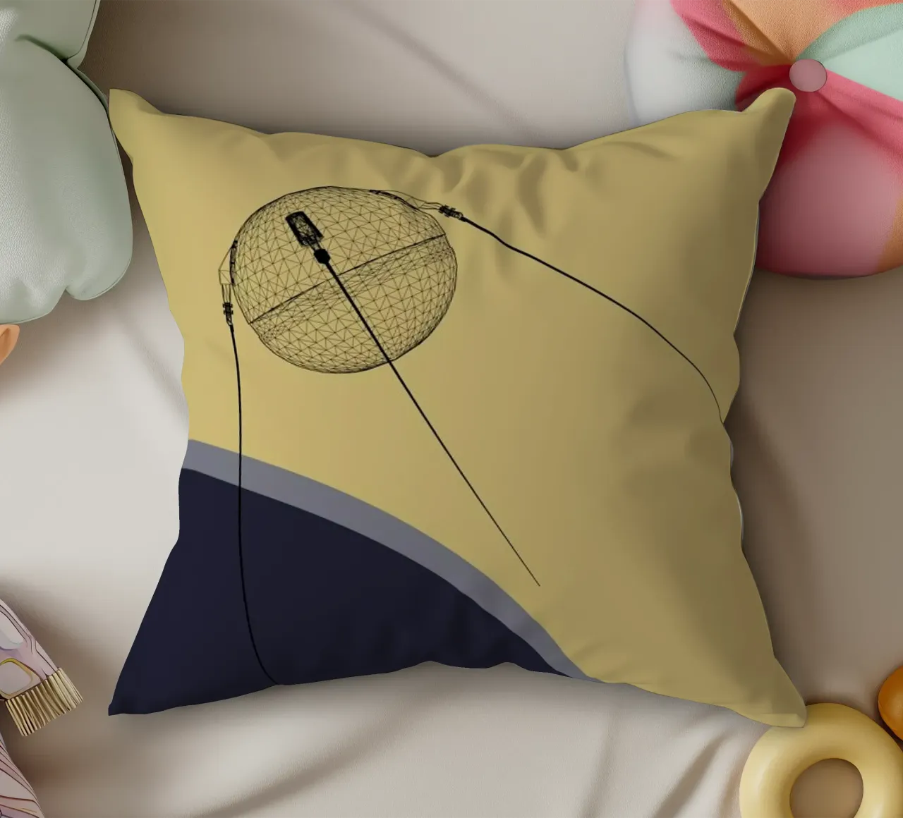 Sputnik 1 decorative cushion by Marc Schulthess