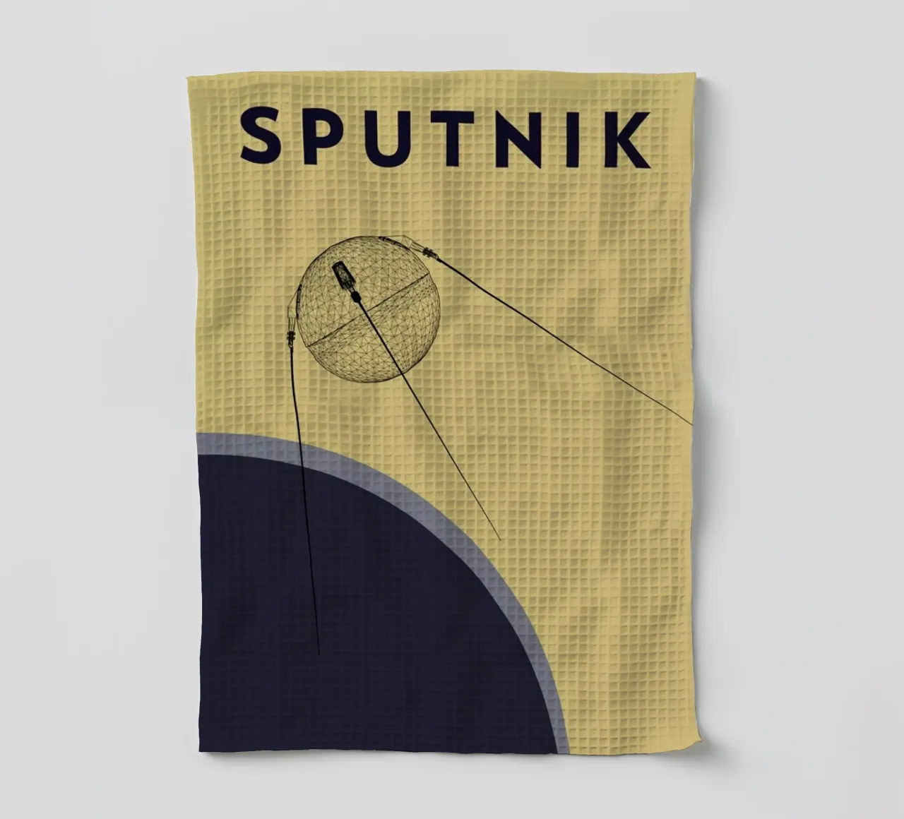 Sputnik 1 tea towel by Marc Schulthess