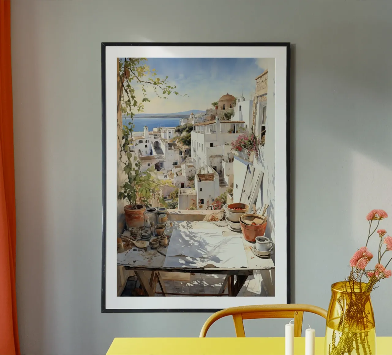 Greece poster con telaio in alluminio da Artsy Bessy