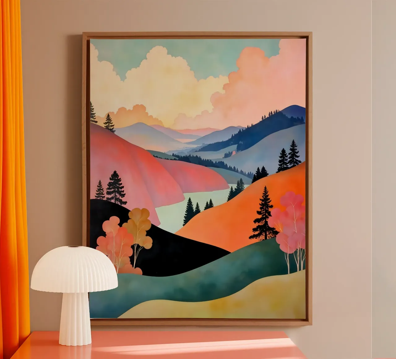 Il romanticismo delle colline tela con Cornice a cassetta da 83oranges