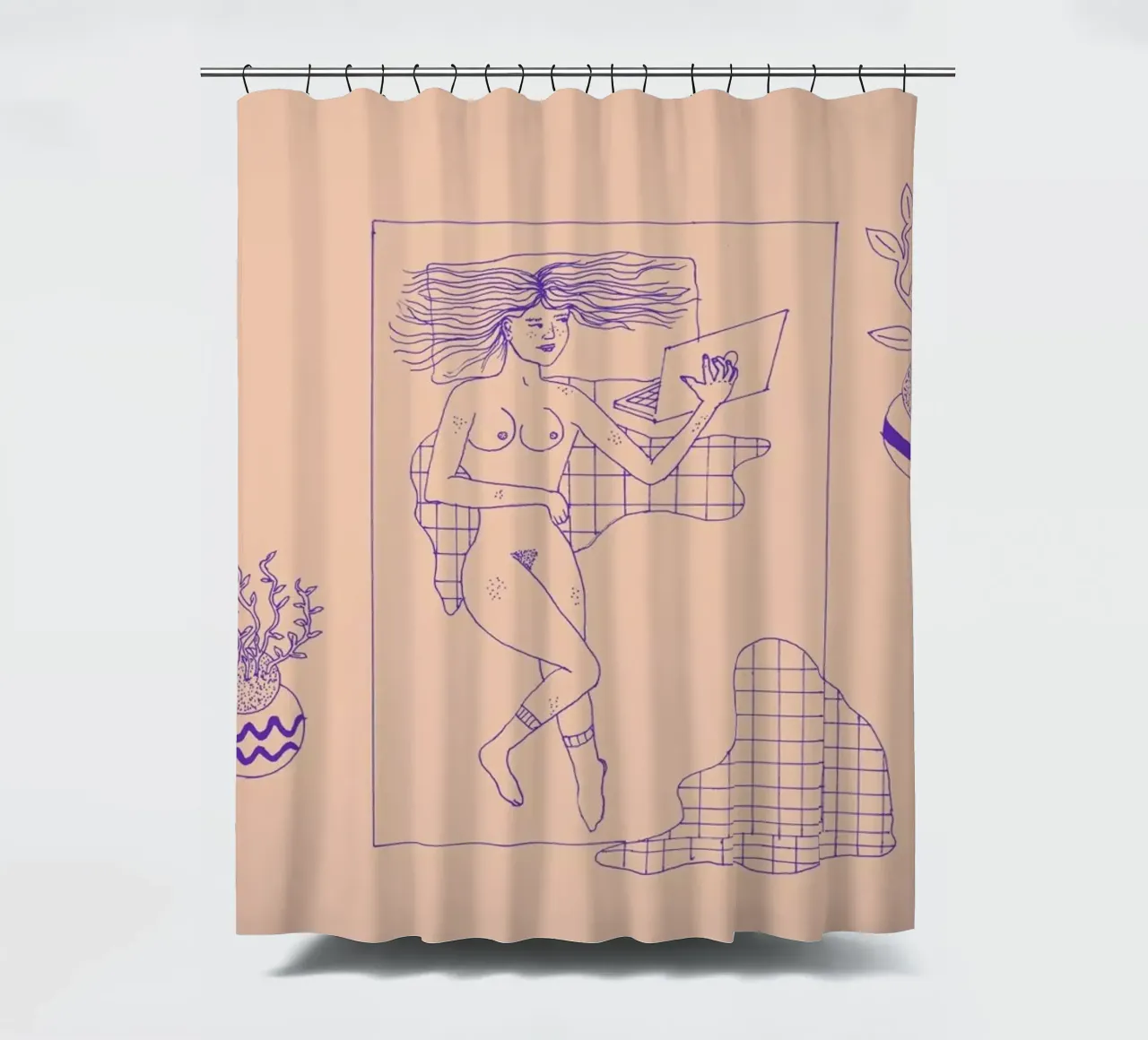 Sundays 1 shower curtain by Daniela Roessler