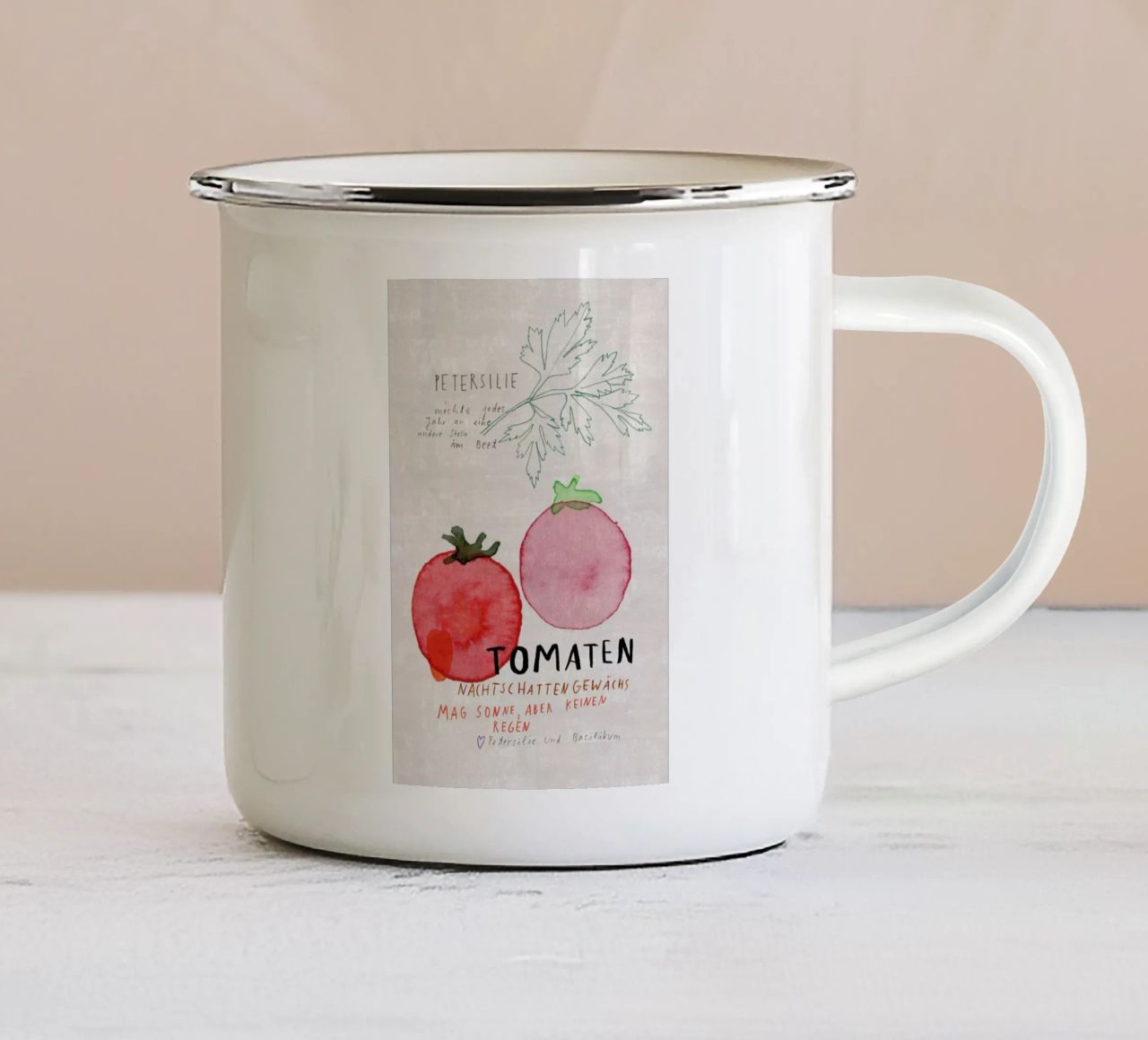 Tomate tazza in smalto da Rinah Lang