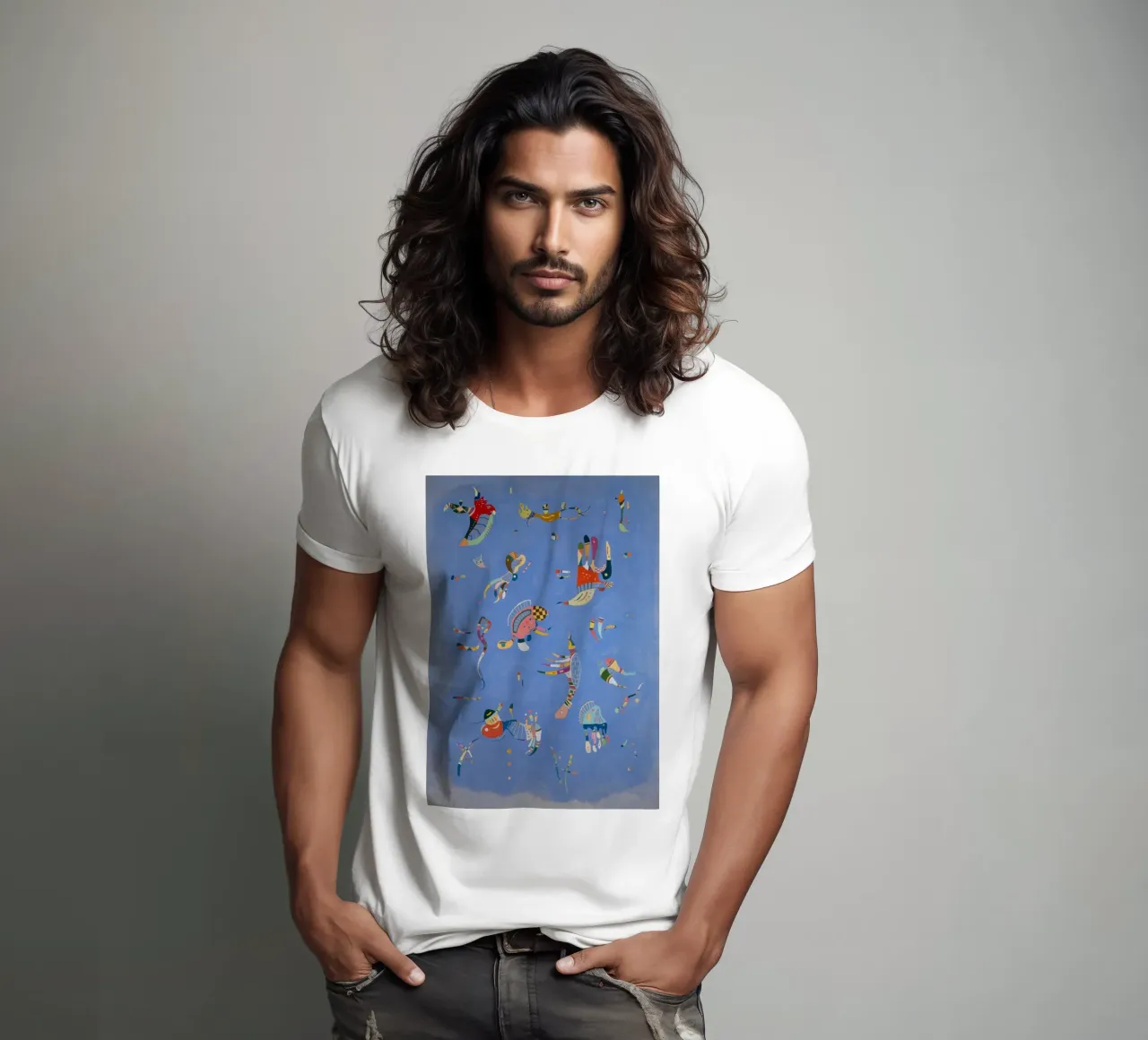 Wassily Kandinsky - Hemelsblauw t-shirt van Timeless Artworks