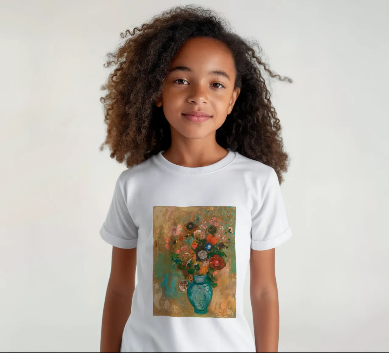 Odilon Redon - Fiori in un vaso blu t-shirt bambini da Timeless Artworks