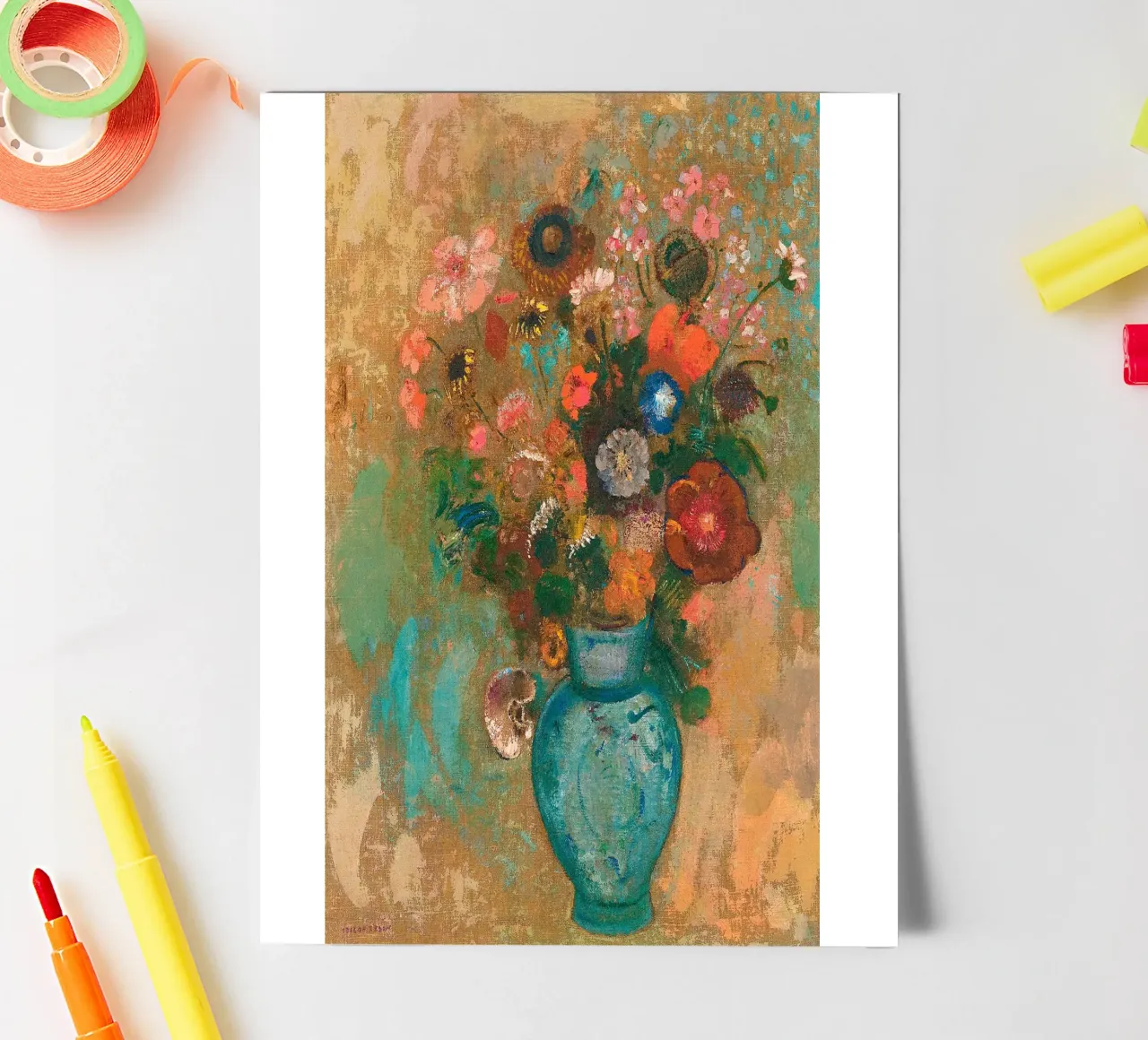 Odilon Redon - Fiori in un vaso blu foglio adesivo da Timeless Artworks