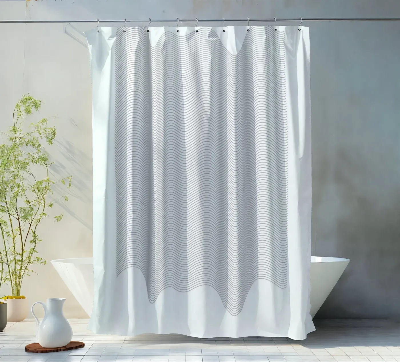 Waves shower curtain by Nordic Creators