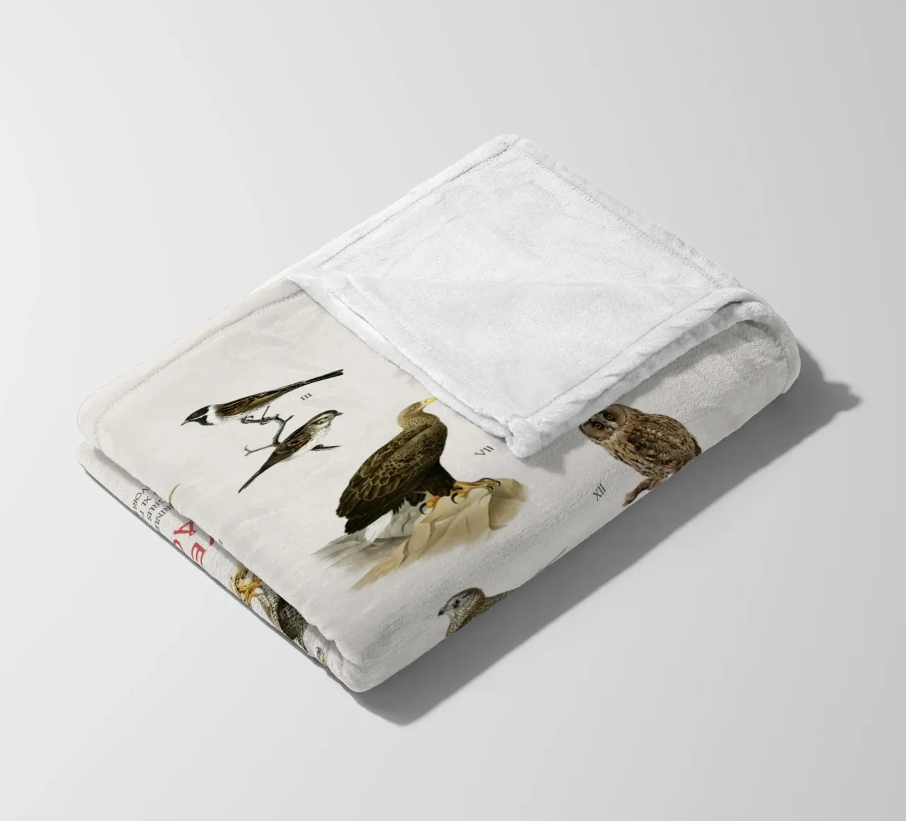 Grafico didattico sugli uccelli svedesi coperta in pile da Vintagrafica