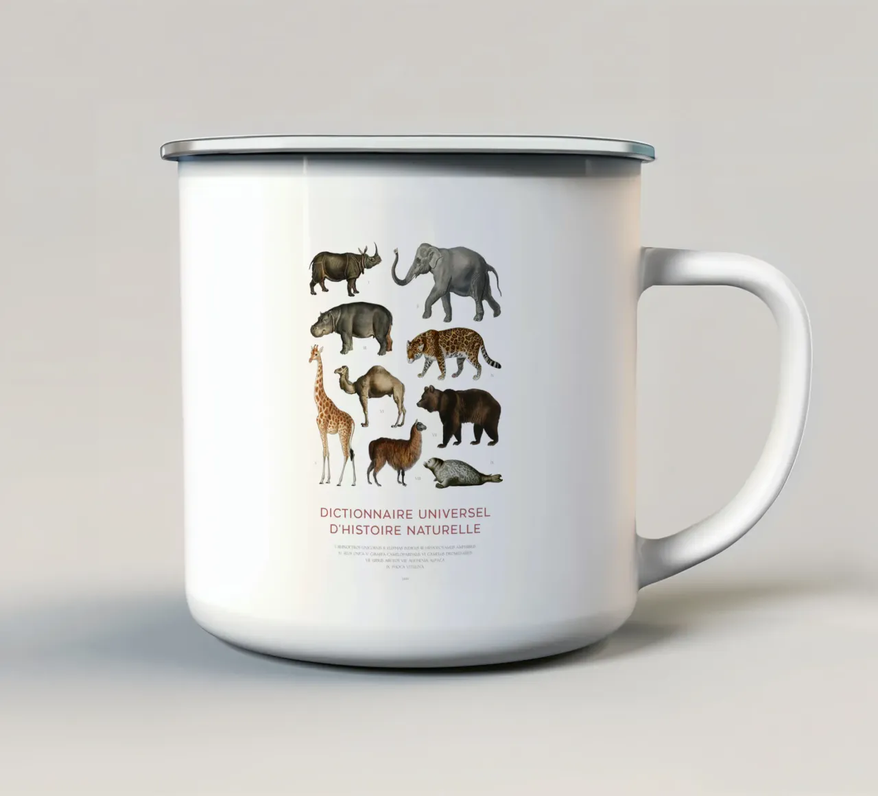 Grafico degli animali selvatici tazza in smalto da Vintagrafica