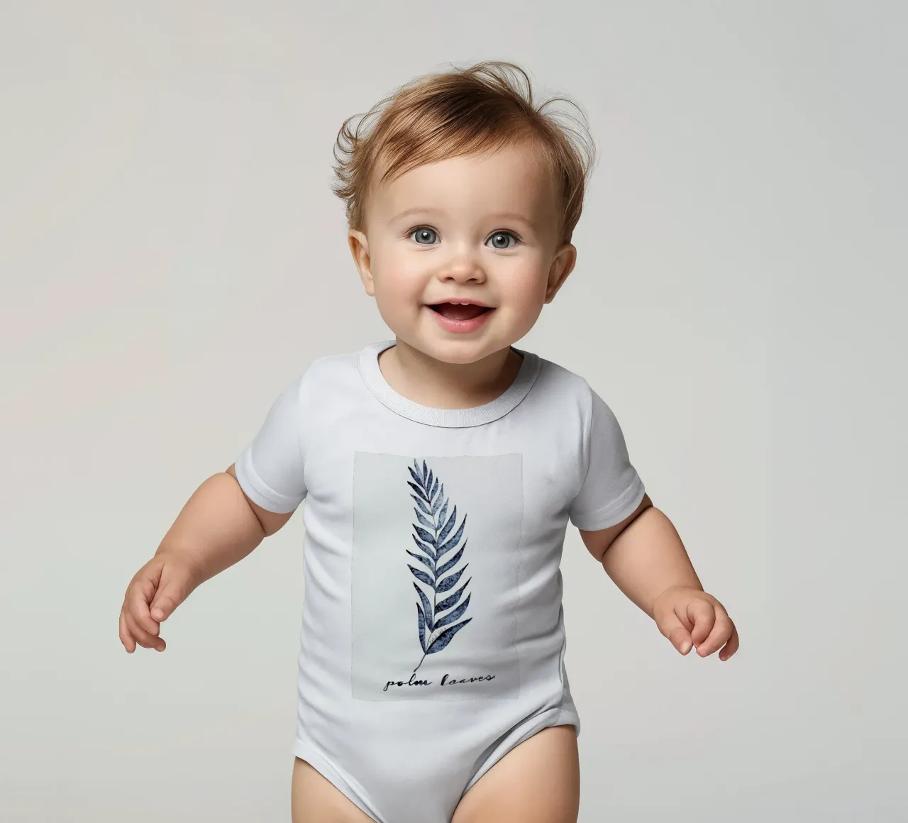 Palm Leaves body neonato maniche corte da Nathys_illustration