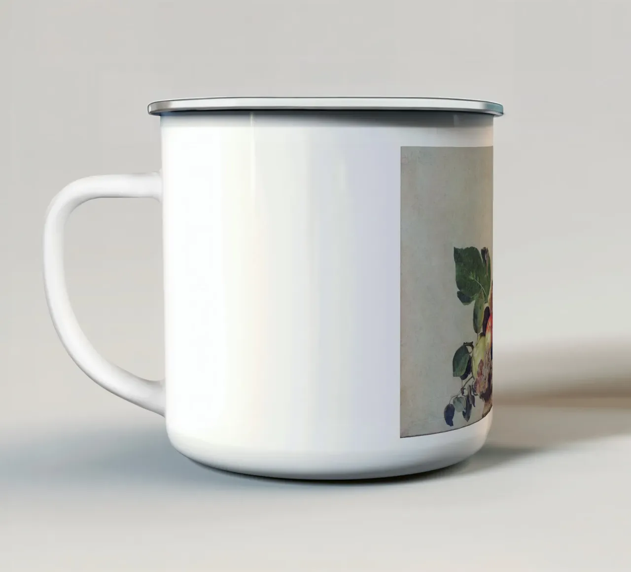 Caravaggio - Canestro di frutta tazza in smalto da Timeless Artworks