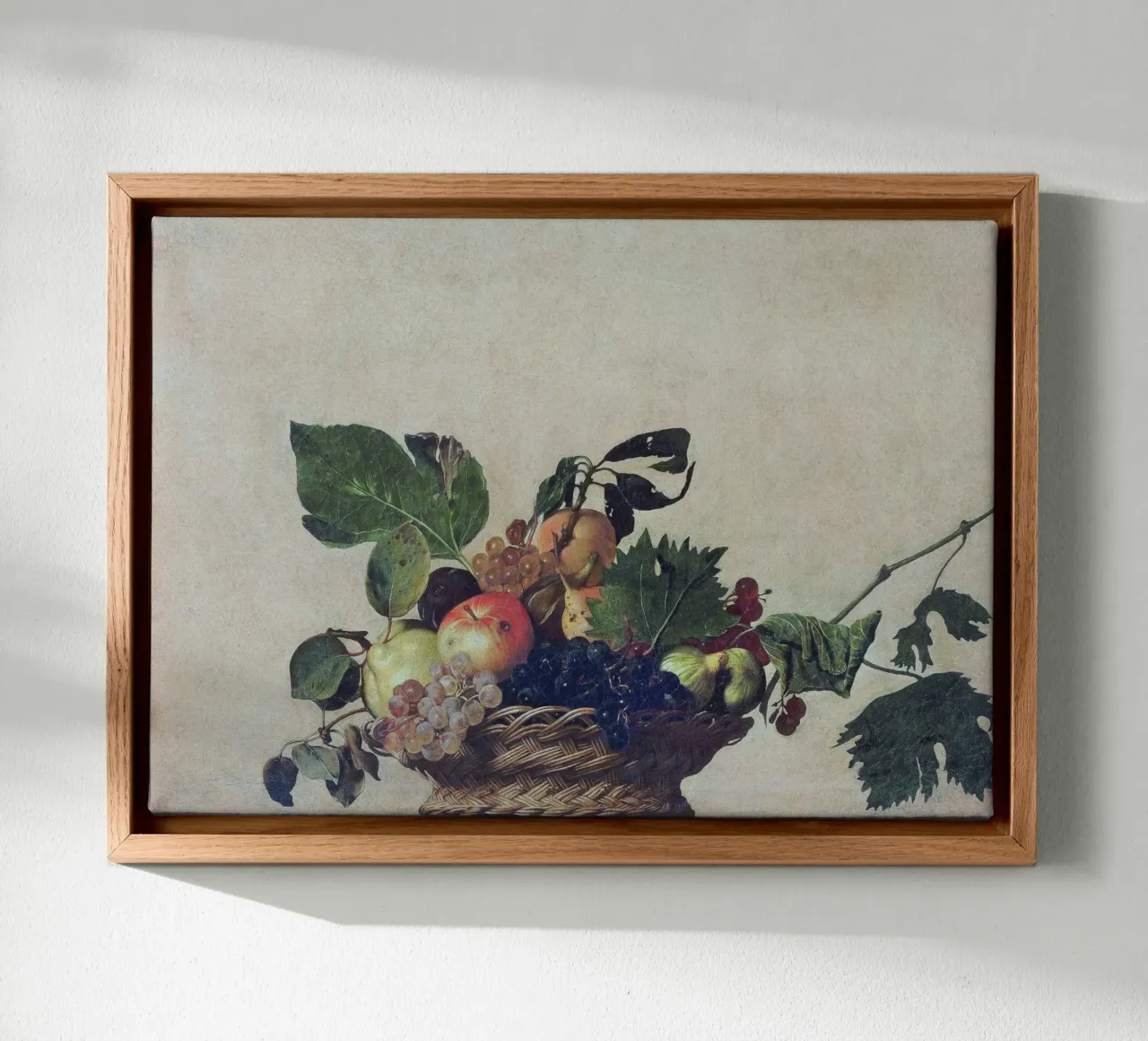 Caravaggio - Canestro di frutta tela con Cornice a cassetta da Timeless Artworks