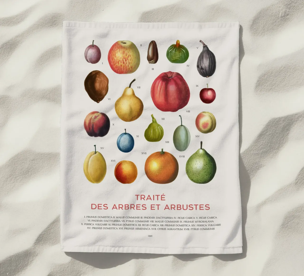 Tabella della frutta telo mare da Vintagrafica