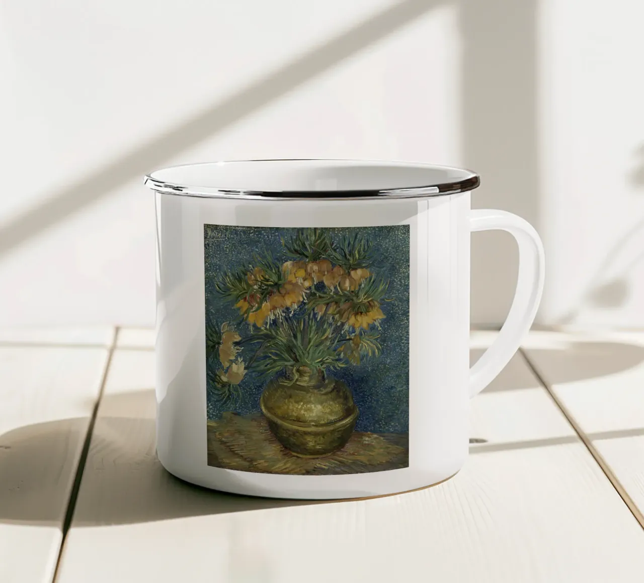 Vincent van Gogh - Fritillarie imperiali in un vaso di rame tazza in smalto da Timeless Artworks