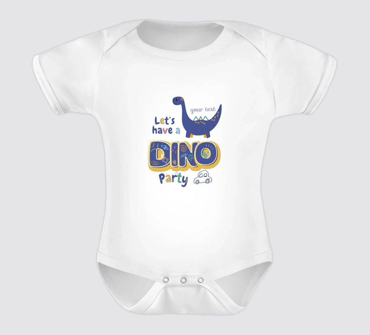 Little Dino Fest body neonato maniche corte da Doodle Dreams Art