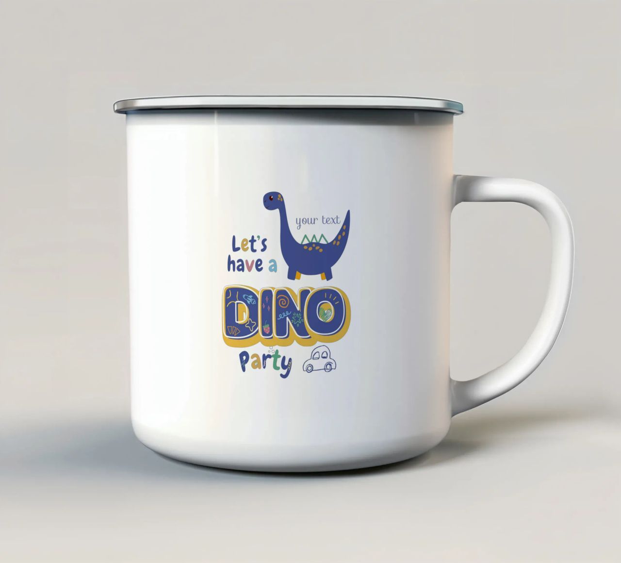 Little Dino Fest tazza in smalto da Doodle Dreams Art