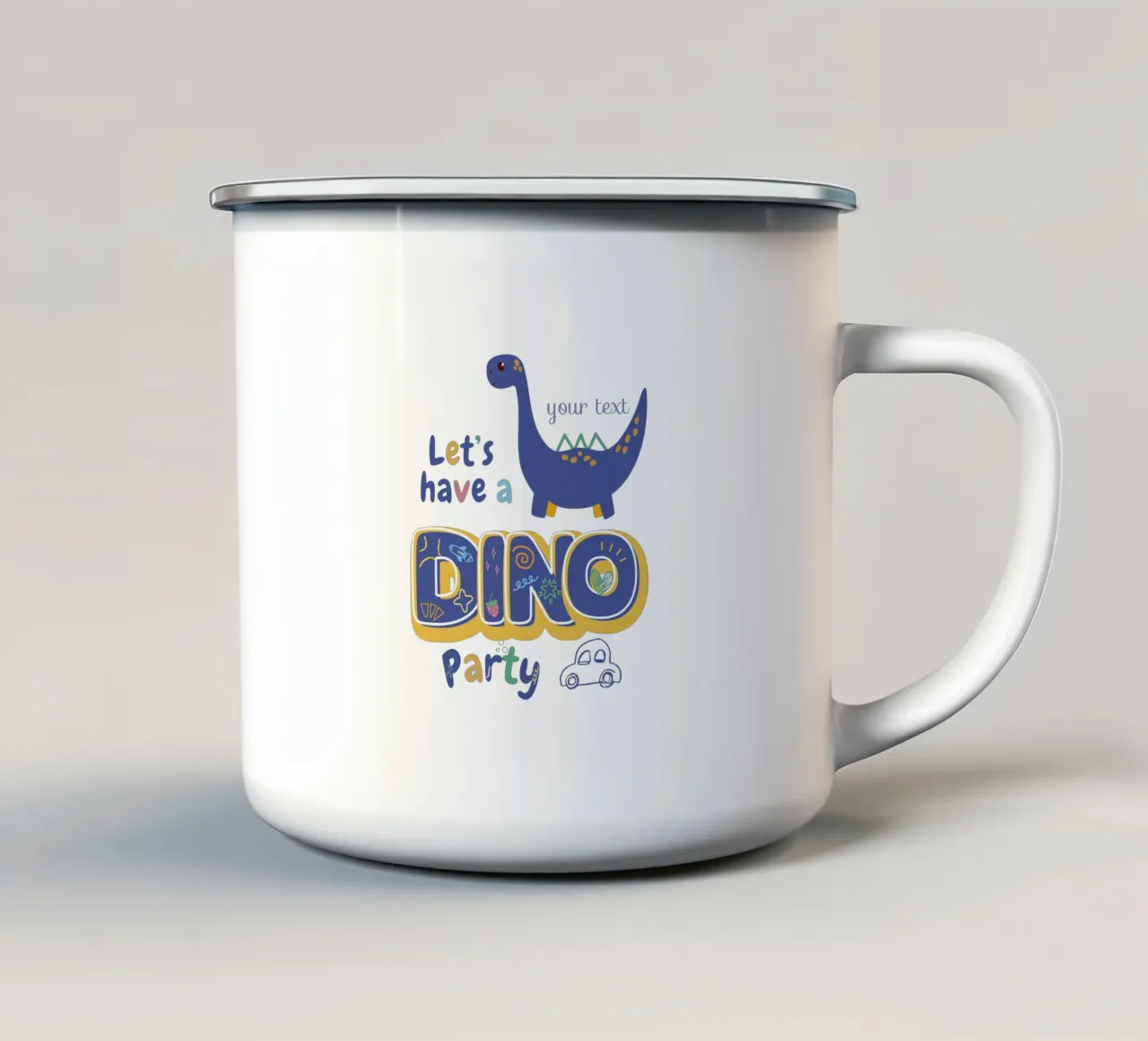 Little Dino Fest tazza in smalto da Doodle Dreams Art