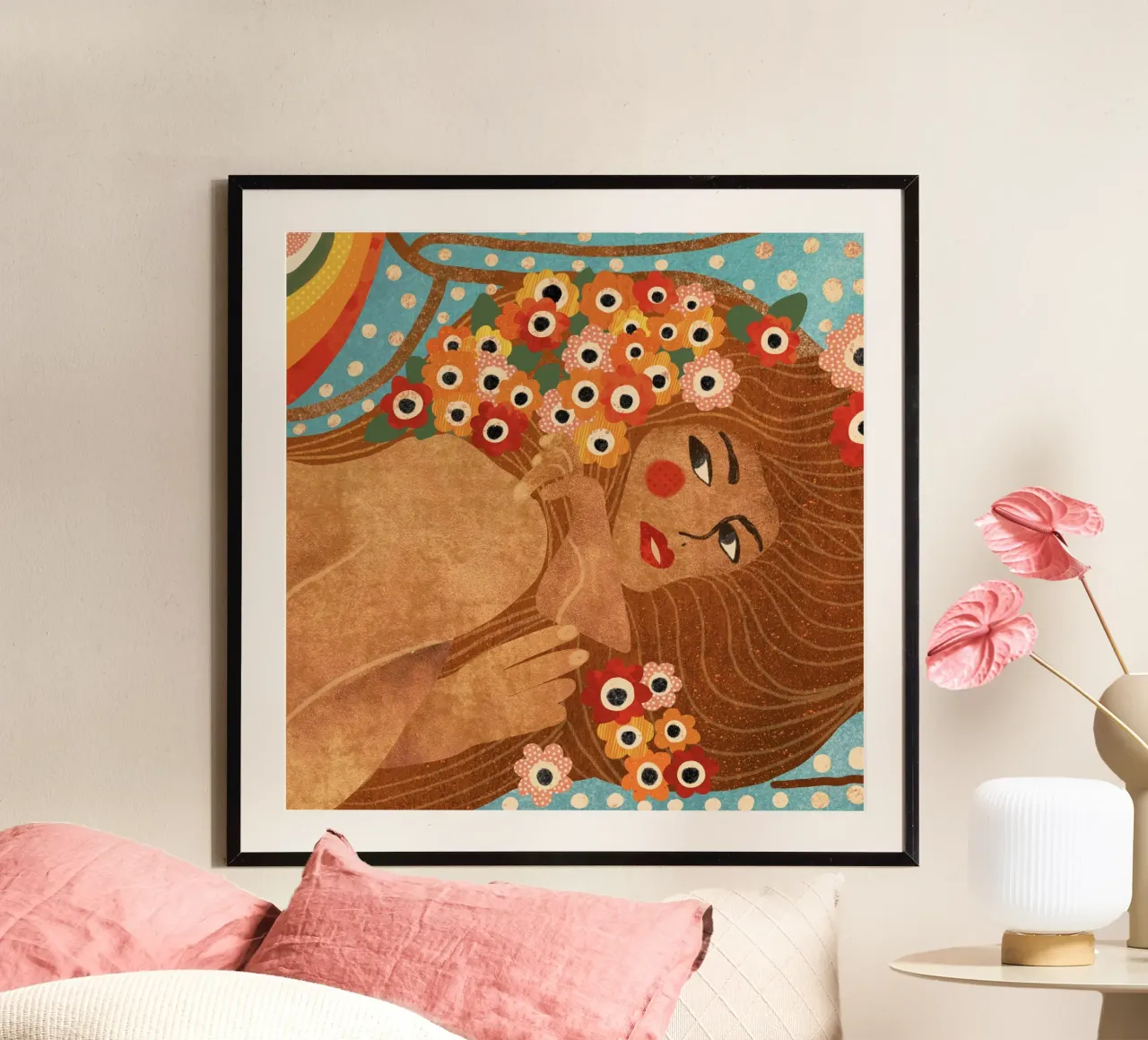 Klimt lady poster con telaio in plastica da GigiRosado