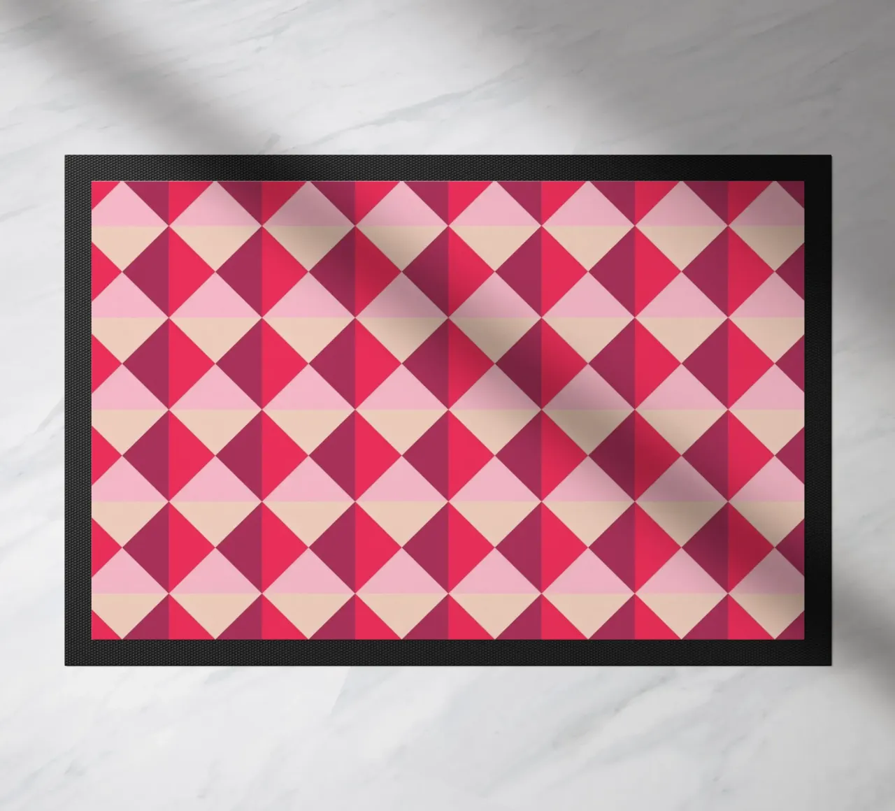 Colourful playful pattern, small squares and triangles doormat by CreatedbySon