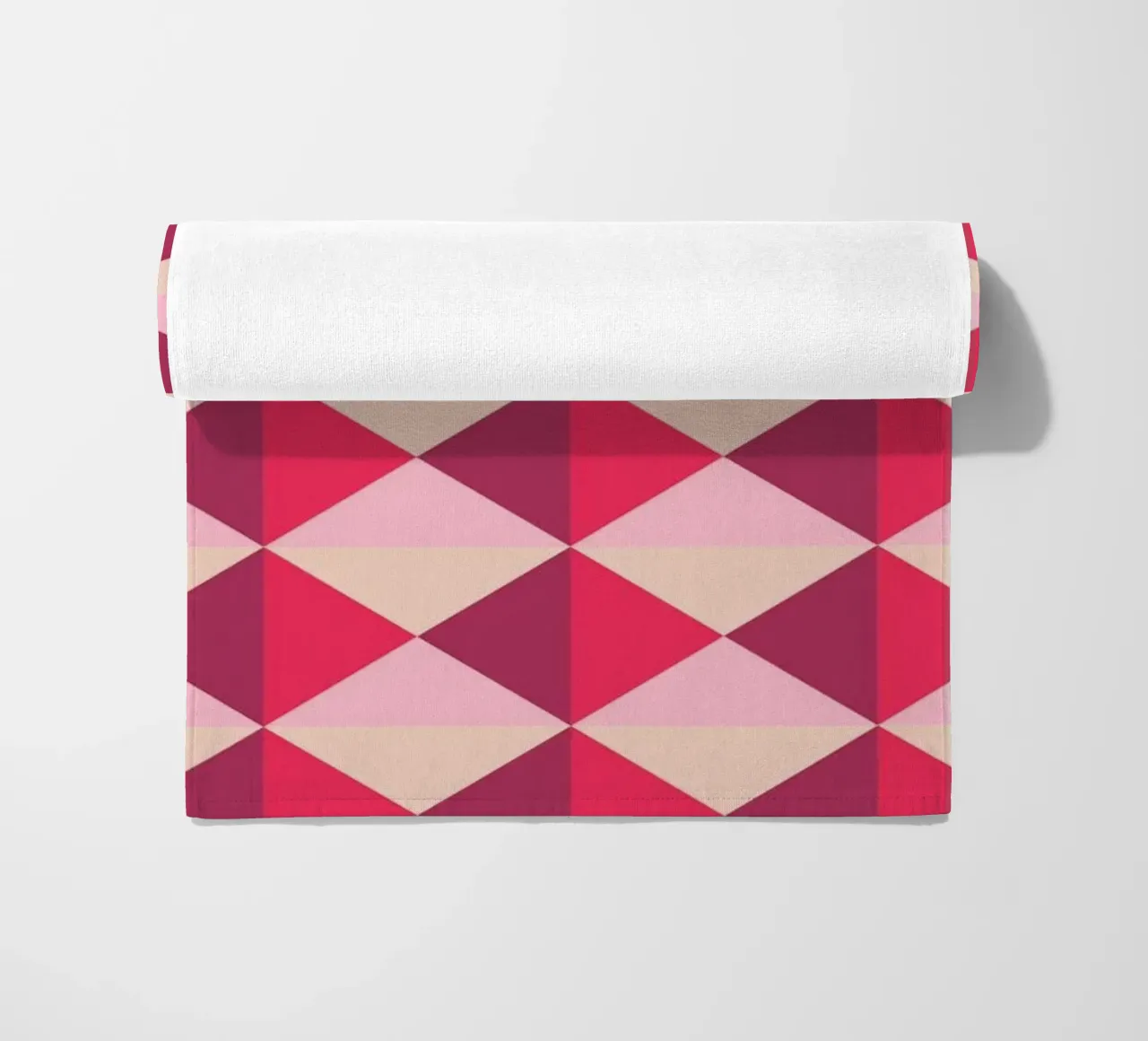 Colourful playful pattern, small squares and triangles beach towel by CreatedbySon