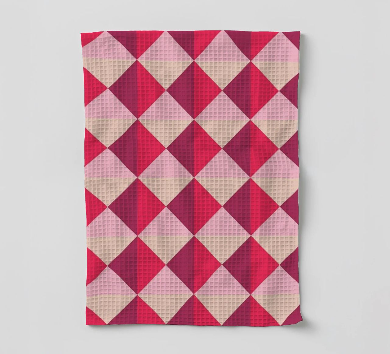 Colourful playful pattern, small squares and triangles tea towel by CreatedbySon