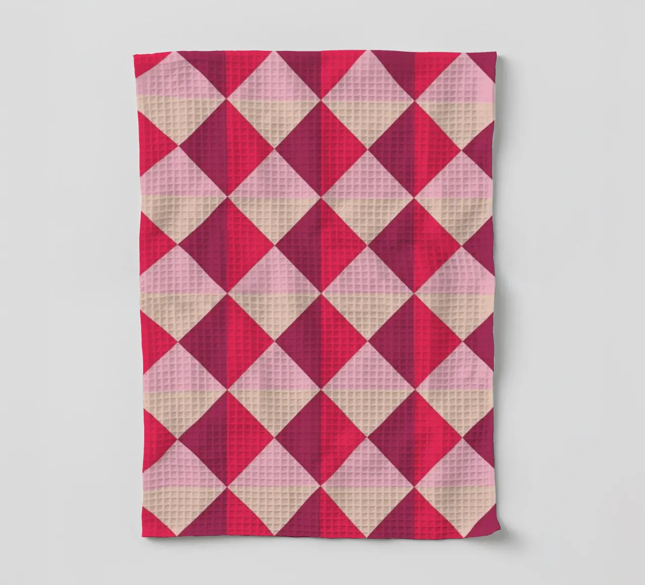 Colourful playful pattern, small squares and triangles tea towel by CreatedbySon