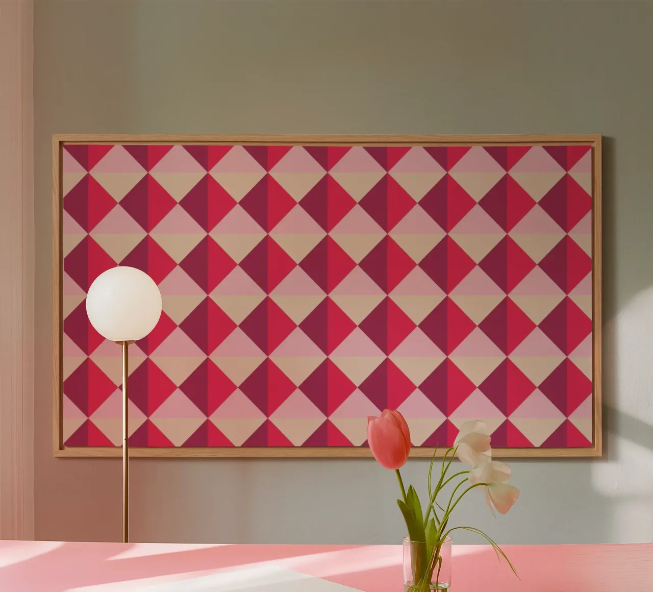 Colourful playful pattern, small squares and triangles alu-dibond by CreatedbySon