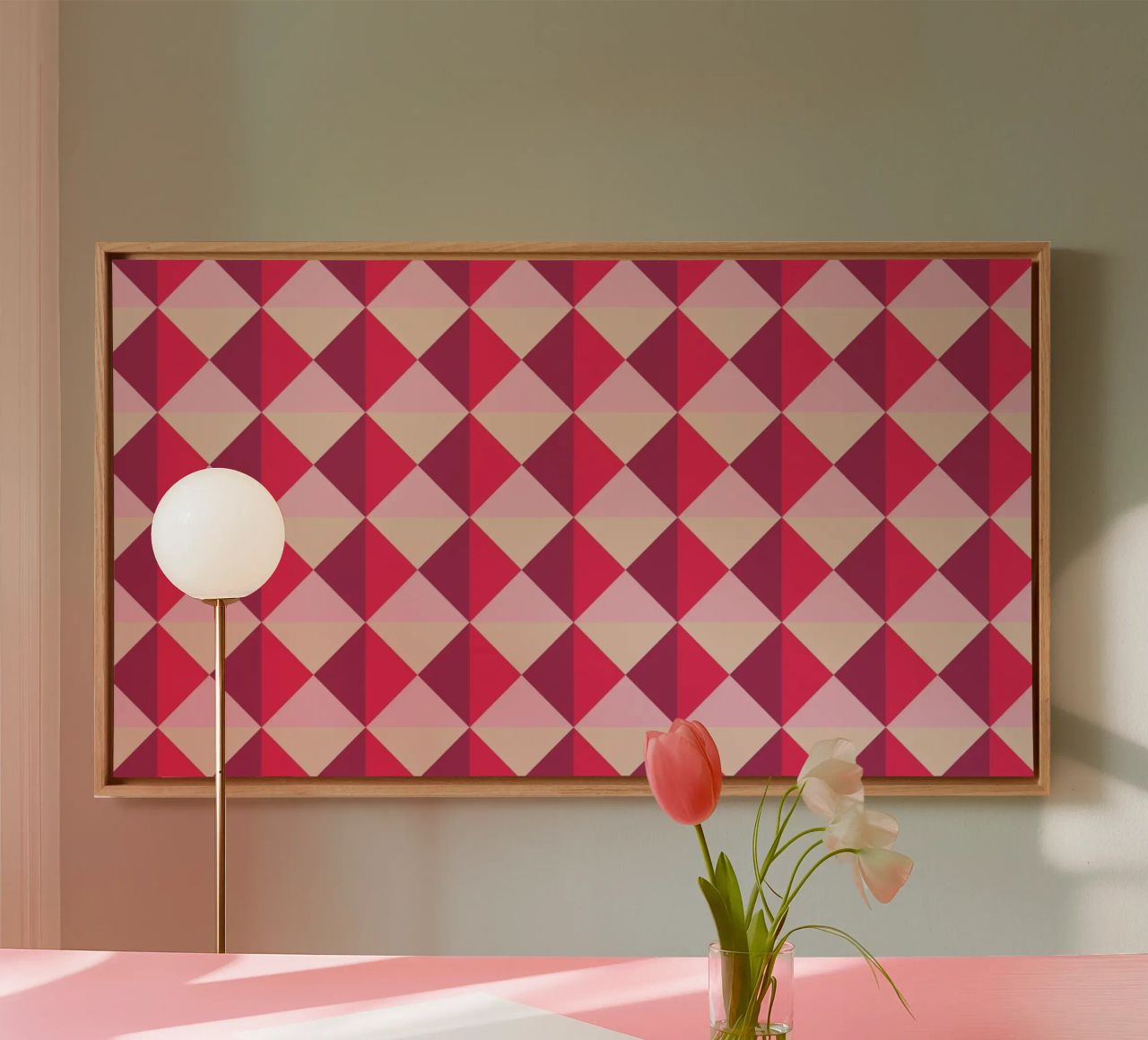 Colourful playful pattern, small squares and triangles canvas by CreatedbySon