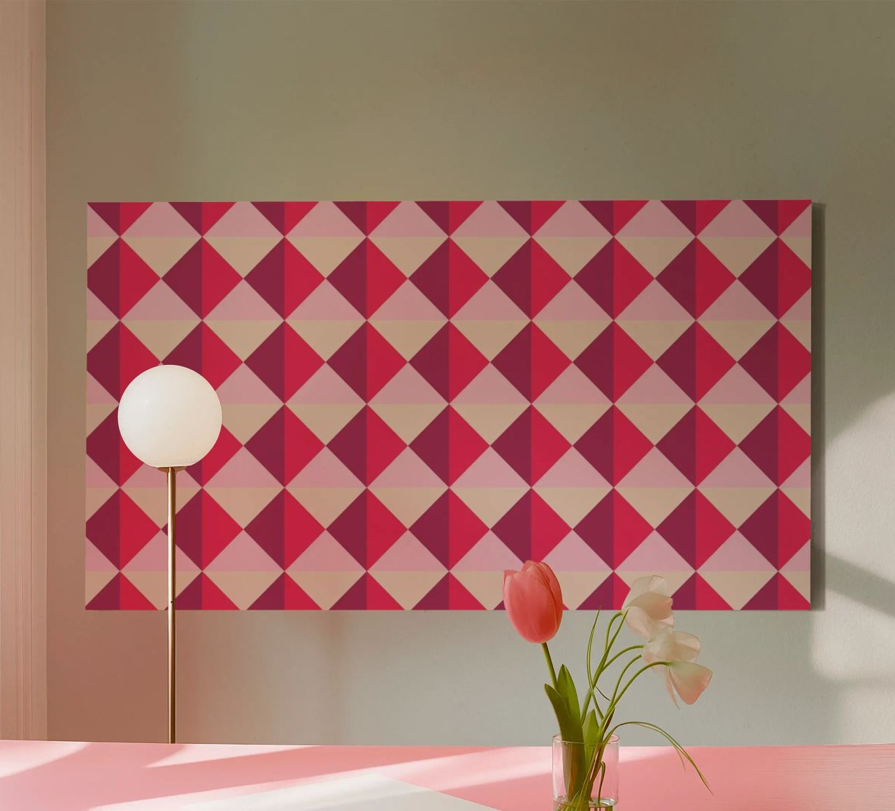 Colourful playful pattern, small squares and triangles canvas by CreatedbySon