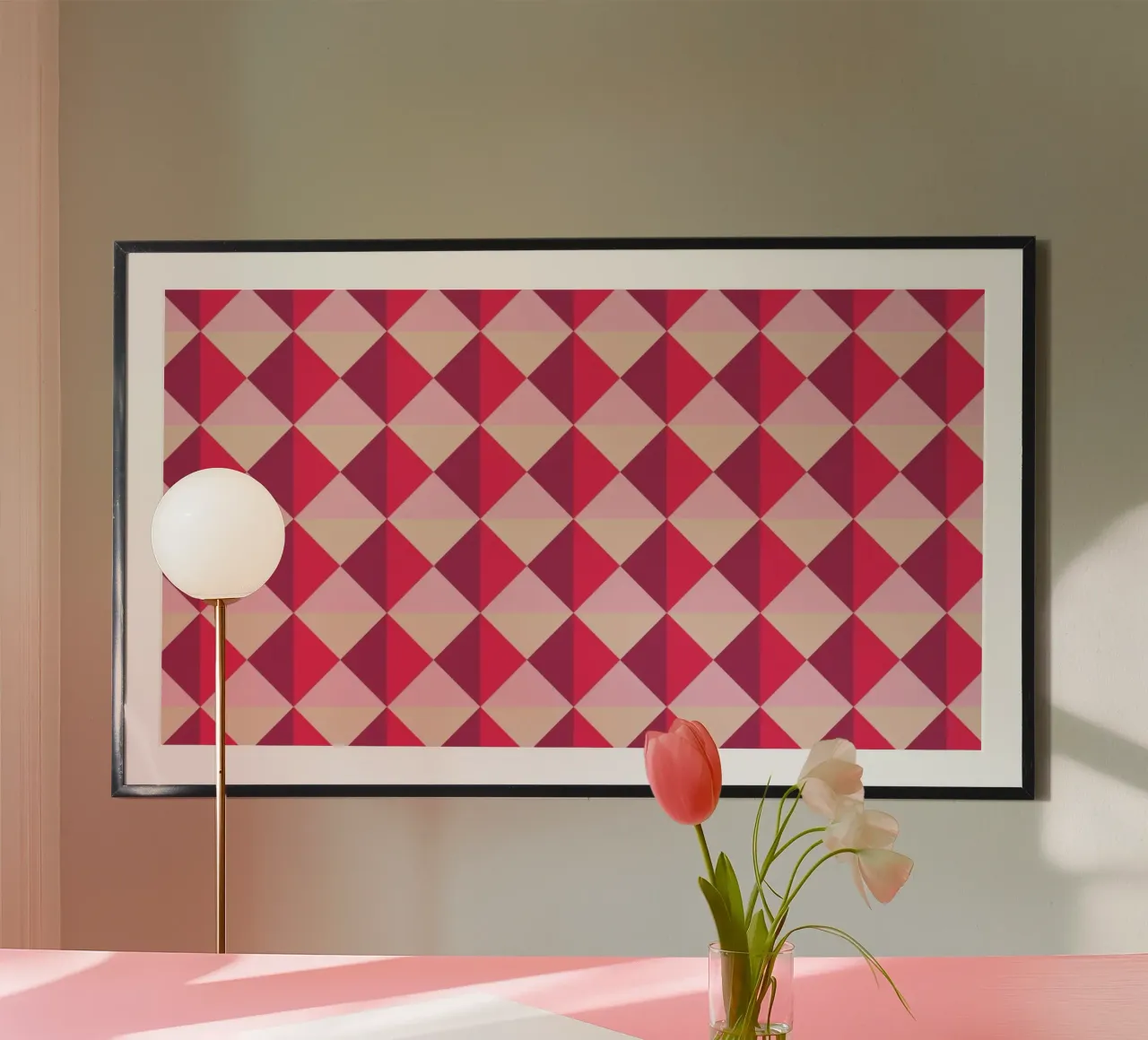 Colourful playful pattern, small squares and triangles hahnemühle by CreatedbySon