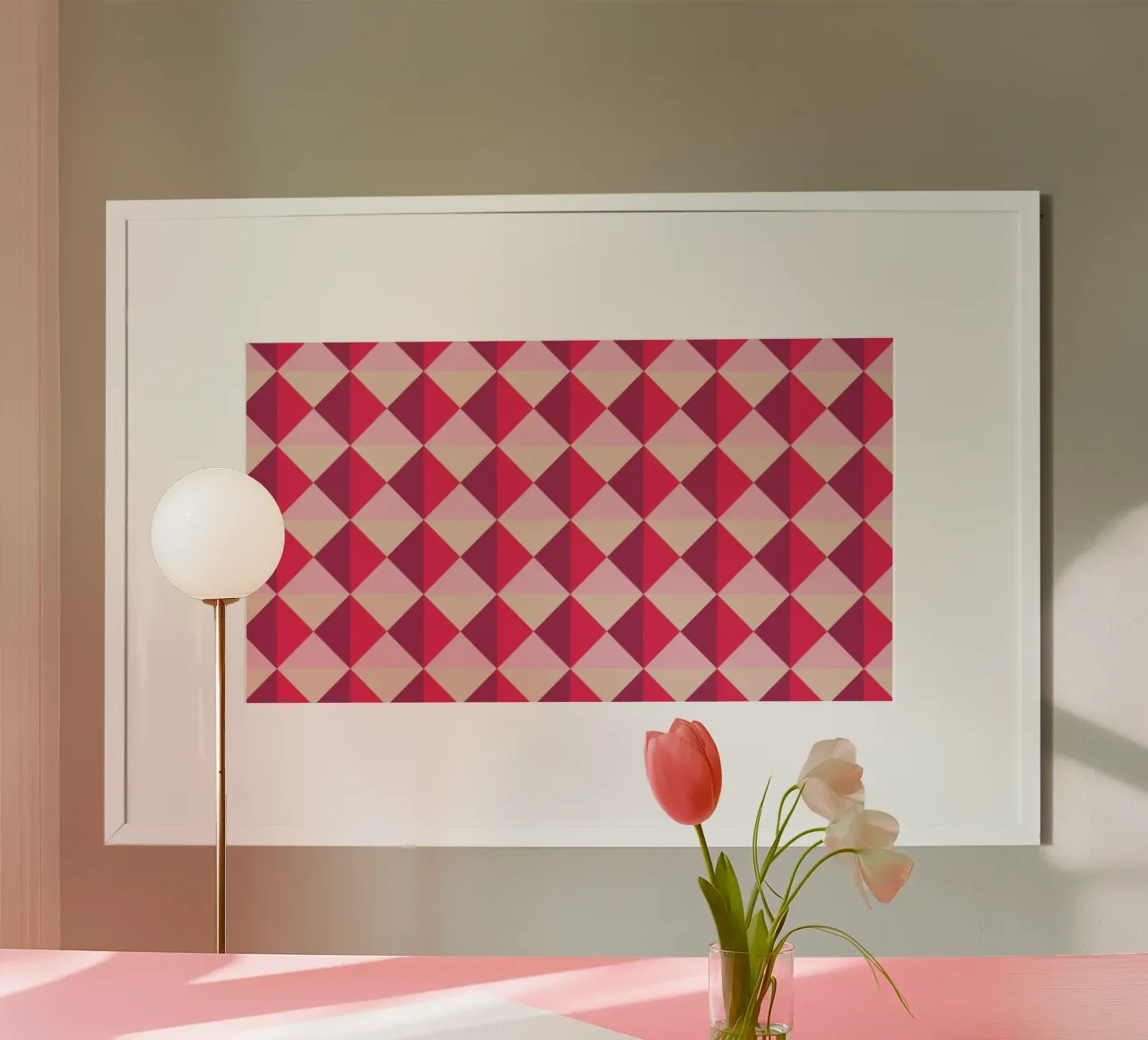 Colourful playful pattern, small squares and triangles hahnemühle by CreatedbySon