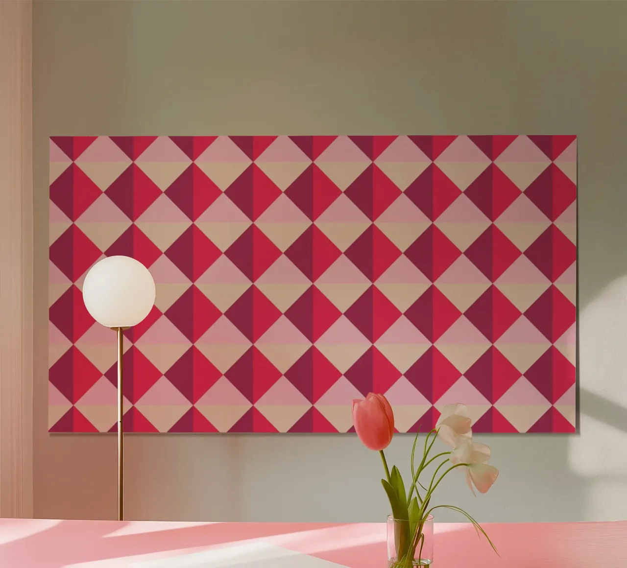 Colourful playful pattern, small squares and triangles hahnemühle by CreatedbySon