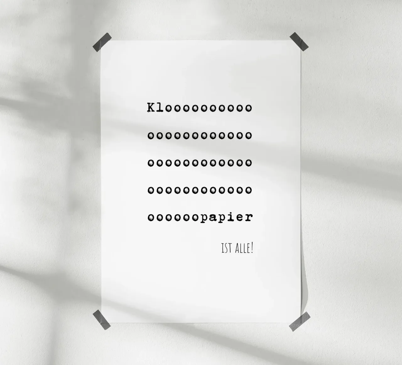 Klopapier ist alle | Gästetoilette | Geschenk Einzug poster da keinkonzept
