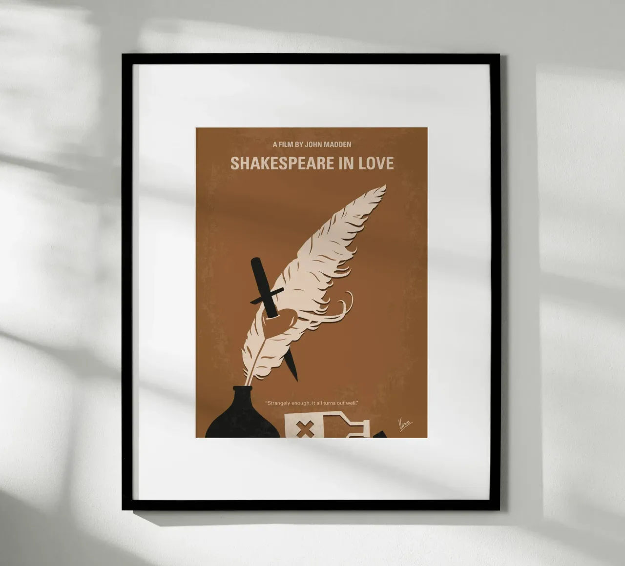 No1071 My SHAKESPEARE IN LOVE minimal movie poster poster con telaio in legno da Chungkong