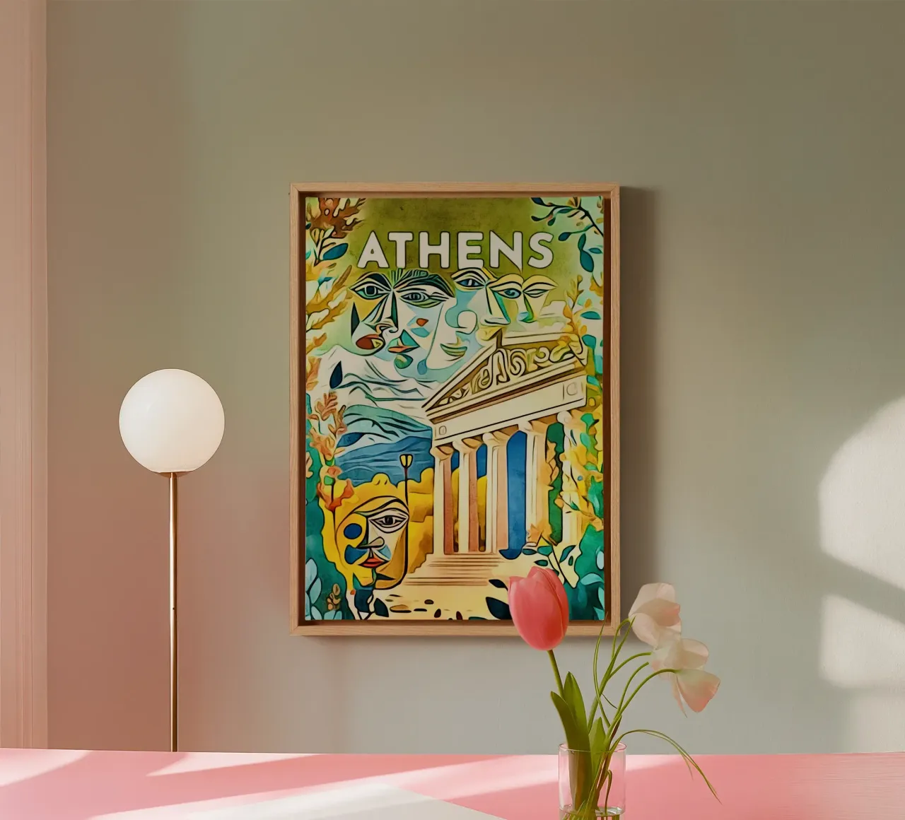 Atene, Globetrotter tela con Cornice a cassetta da ZAMART