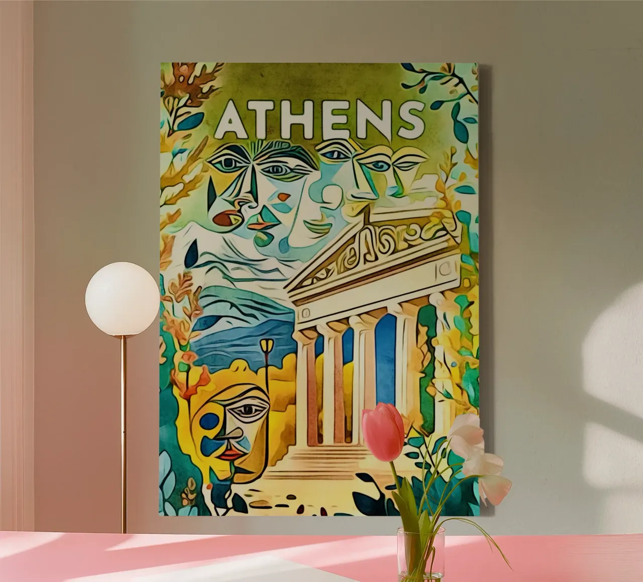 Atene, Globetrotter tela con Cornice a cassetta da ZAMART