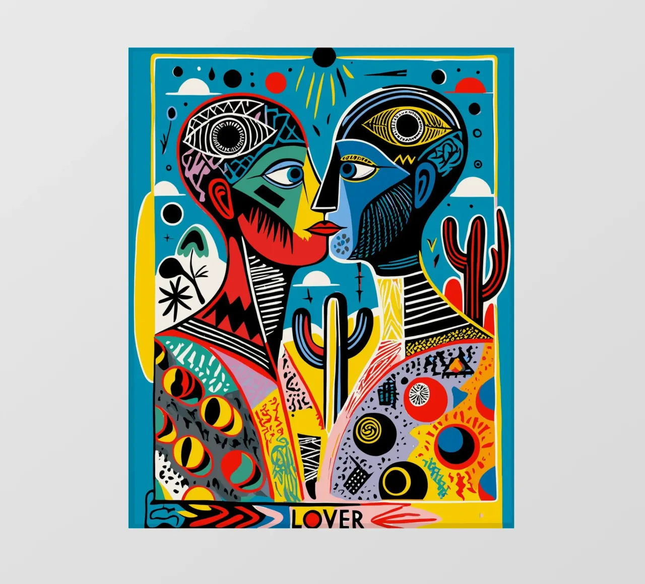 Vibrant Tarot-Inspired Art Colorful Abstract Faces pellicola backlit da Signorino