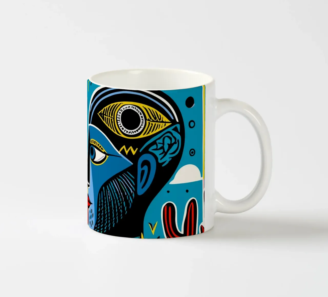 Vibrant Tarot-Inspired Art Colorful Abstract Faces tazza in ceramica da Signorino