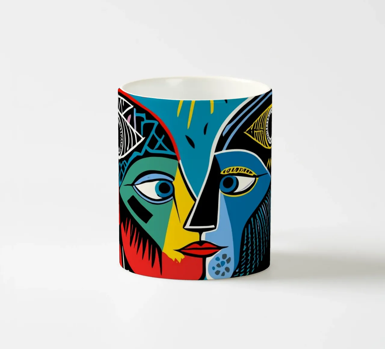 Vibrant Tarot-Inspired Art Colorful Abstract Faces tazza in ceramica da Signorino