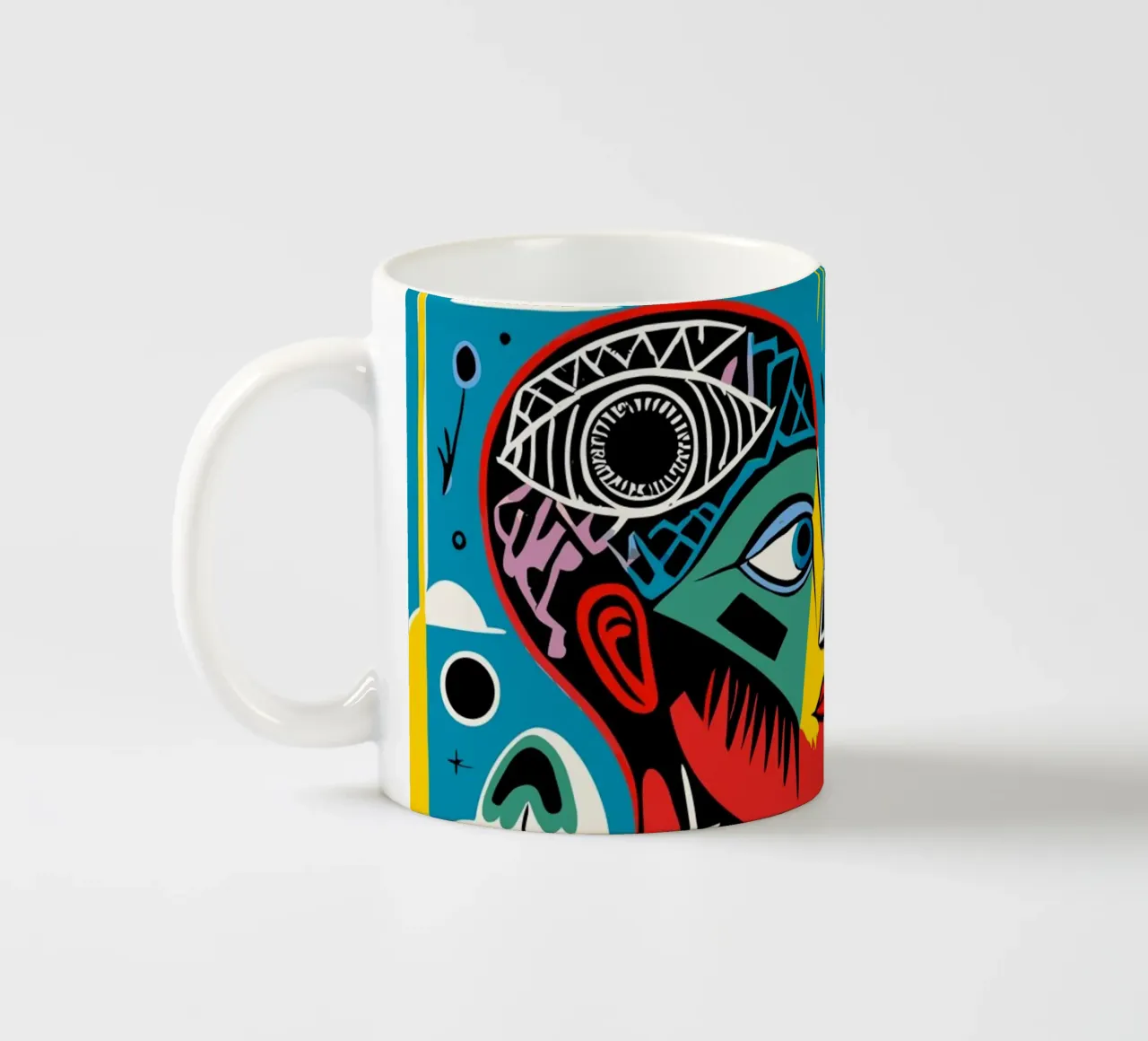 Vibrant Tarot-Inspired Art Colorful Abstract Faces tazza in ceramica da Signorino