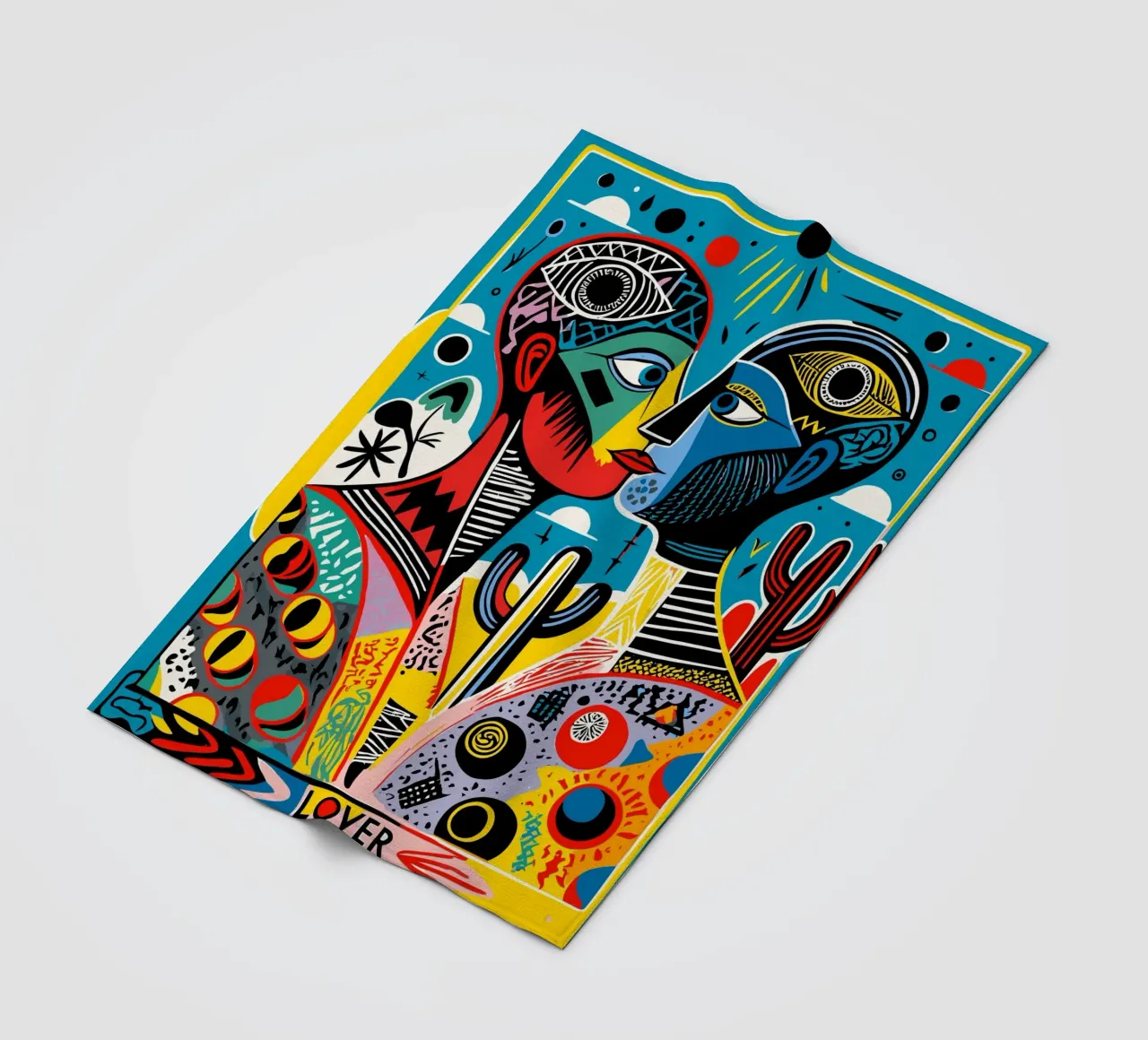 Vibrant Tarot-Inspired Art Colorful Abstract Faces coperta in pile da Signorino