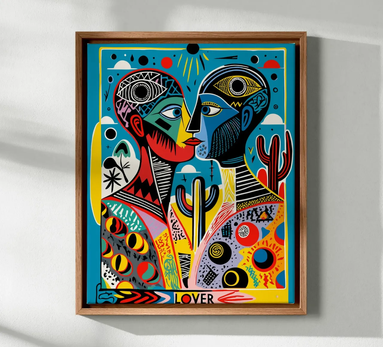 Vibrant Tarot-Inspired Art Colorful Abstract Faces tela con Cornice a cassetta da Signorino