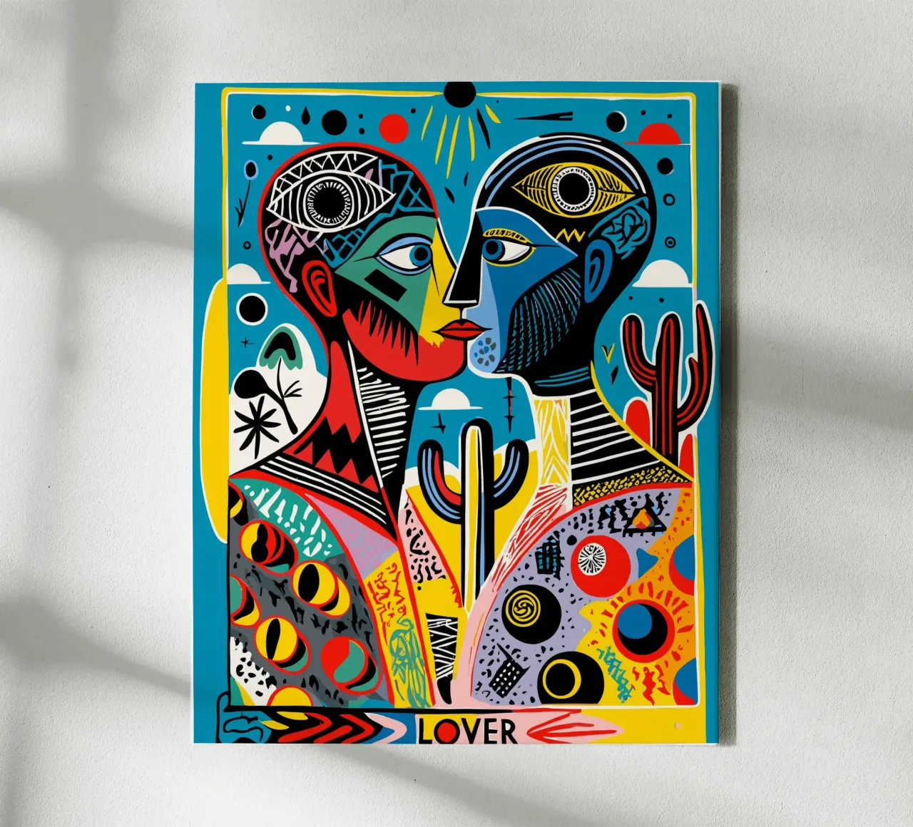 Vibrant Tarot-Inspired Art Colorful Abstract Faces tela con Cornice a cassetta da Signorino
