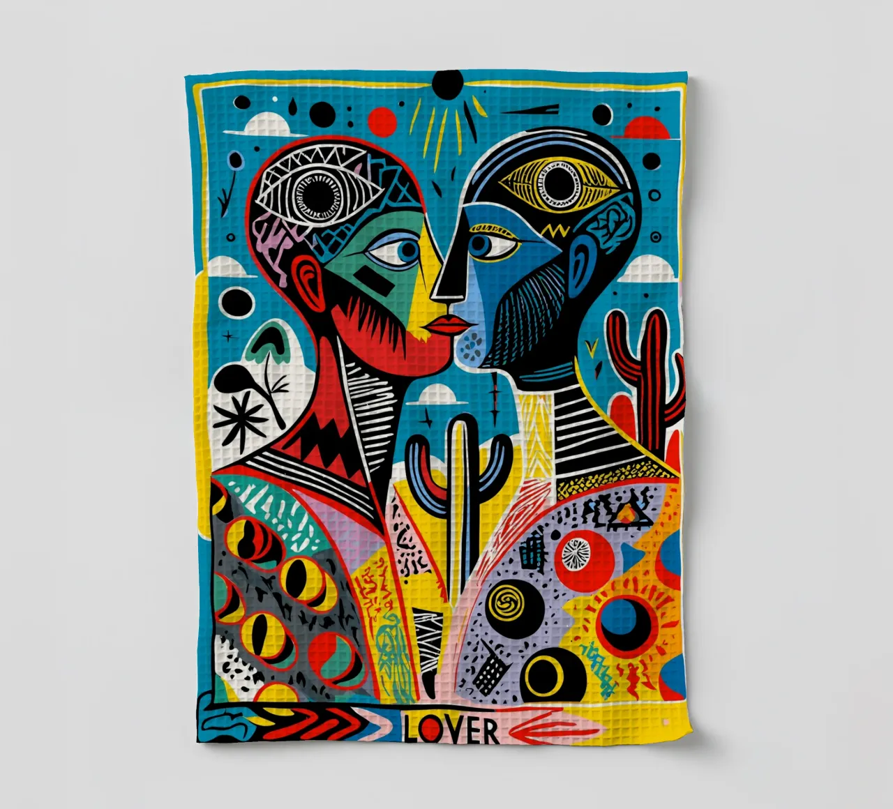 Vibrant Tarot-Inspired Art Colorful Abstract Faces canovaccio da cucina da Signorino